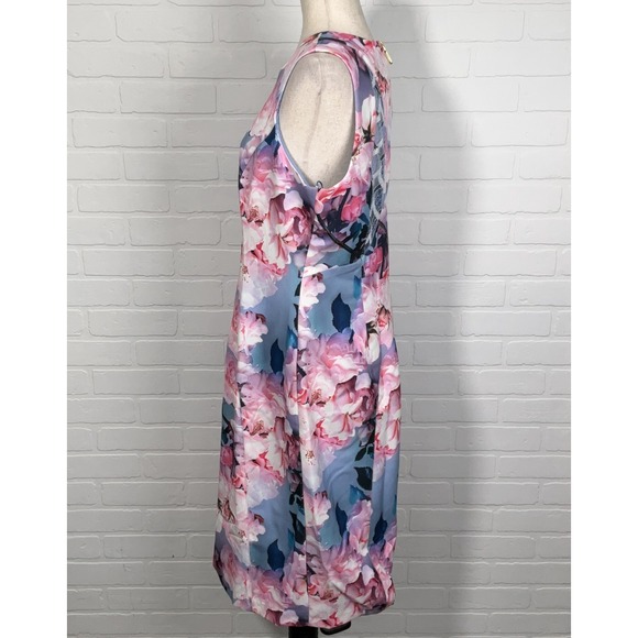 Nicole Miller‎ Dress Women 14 Blue Pink Floral Rose Art Lace Sheath Party Spring - Picture 3 of 13